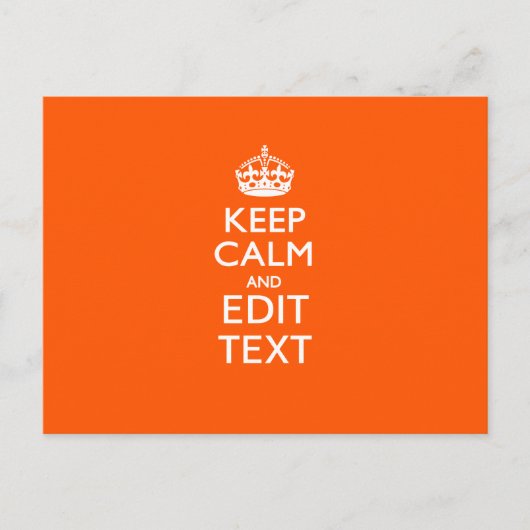 Carte Postale Personalized KEEP CALM Your Text Orange Accent (Devant)