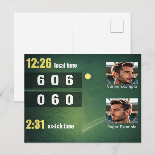 Carte Postale Personalized Tennis Scoreboard – Custom Match (Devant / Derrière)