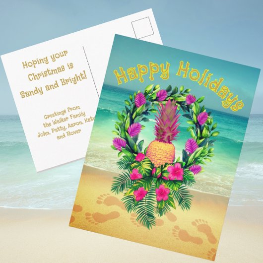 Carte Postale Personalized Tropical Christmas Holiday Pineapple