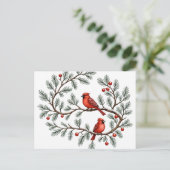 Carte Postale Personalized Winter Cardinal Holiday, Christmas, (Debout devant)