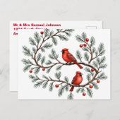 Carte Postale Personalized Winter Cardinal Holiday, Christmas, (Devant / Derrière)