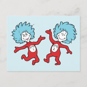 Carte Postale Personnage Chose 1 et Chose 2 de Dr Seuss