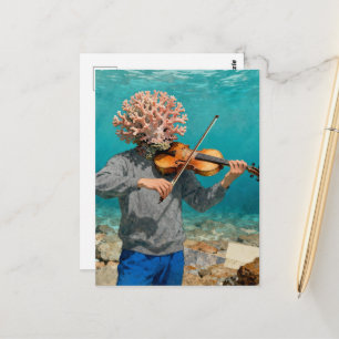 Carte Postale Personnage de corail océanique idiot faisant de la