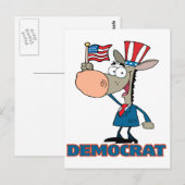 Carte Postale personnage de dessin animé d'âne démocratique mign (Devant / Derrière)