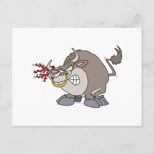 Carte Postale personnage de dessin animé de taureau en colère (Devant)