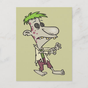 Carte Postale personnage de dessin humoristique zombie idiot