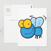 Carte Postale personnage de mouche de dessin animé mignon et idi (Devant / Derrière)