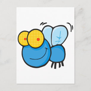 Carte Postale personnage de mouche de dessin animé mignon et idi