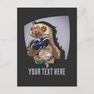 Carte Postale Personnage de paresseux excité - Art de jeu vidéo