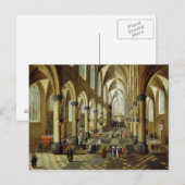 Carte Postale Personnages rassemblés dans une église intérieure (Devant / Derrière)