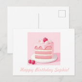 Carte postale personnalisable de gâteau d'annivers (Devant / Derrière)