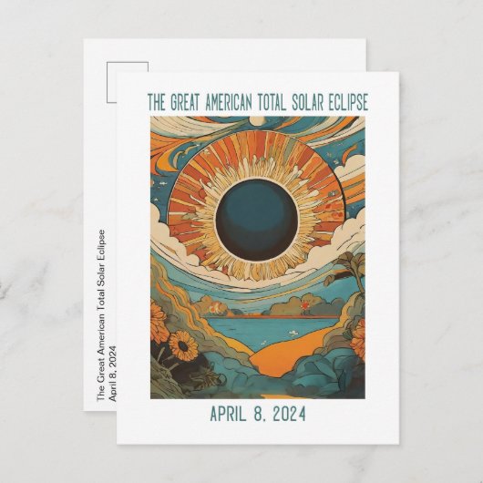 CARTE POSTALE PERSONNALISABLE : ECLIPSE SUR LE LAC (Devant / Derrière)