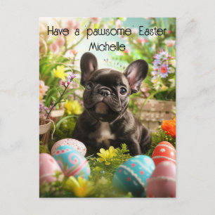 Carte Postale Personnalisable 🐶 fête de Pâques avec Furry Frien
