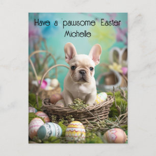 Carte Postale Personnalisable 🐶 fête de Pâques avec Furry Frien
