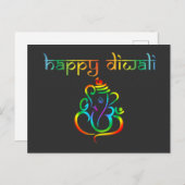 Carte Postale Personnalisable 🤩 Happy Diwali avec Lord Ganesh (Devant / Derrière)