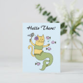 Carte postale personnalisable Mermaid Cat Cartoon (Debout devant)