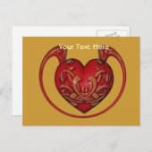 Carte postale personnalisable Ornate Red Heart (Devant / Derrière)