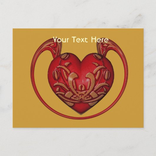 Carte postale personnalisable Ornate Red Heart (Devant)