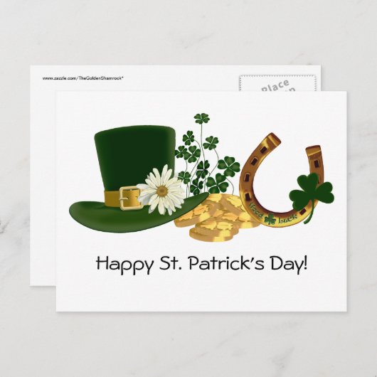 Carte Postale PERSONNALISABLE St. Patrick's Day Design (Devant / Derrière)