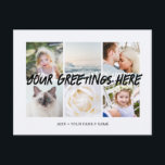 Carte Postale Personnalisé 6 photos Universal Greetings cool<br><div class="desc">Personnalisé 6 photos de famille Cartes de vœux Universelles cool Cartes postales présentant un collage de photos stylé avec 6 images personnalisées,  votre message de vœux dans une police élégante manuscrite,  votre nom,  date,  année,  message au dos dans une police moderne et simple sans serif.</div>