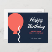 Carte Postale Personnalisé - Anniversaire du ballon (Devant / Derrière)