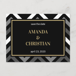 Carte Postale Personnalisé - Black Gold Chevron Enregistrer La D