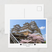 Carte Postale Personnalisé, Château de Himeji avec Sakura (Devant / Derrière)
