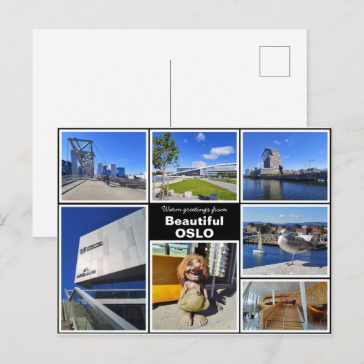 Carte Postale Personnalisé, collage Oslo, Norvège (Devant / Derrière)