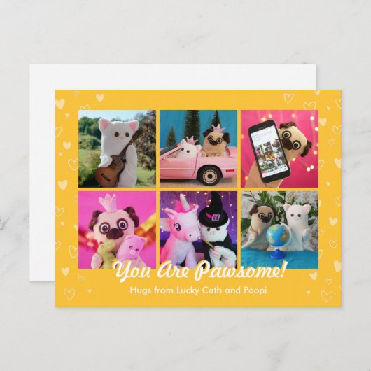 Carte Postale Personnalisé Cute Coeurs Jaunes Stylish Photo (Devant / Derrière)