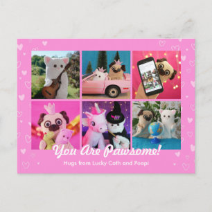 Carte Postale Personnalisé Cute Coeurs Rose Photo Plushiemail
