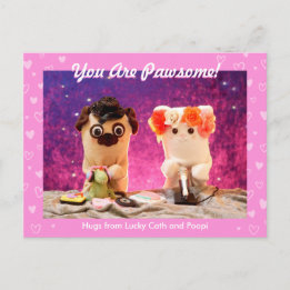 Carte Postale Personnalisé Cute Coeurs Rose Photo Plushiemail