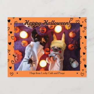 Carte Postale Personnalisé Cute Halloween Coeurs Noirs Photo