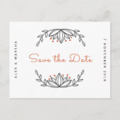 Carte Postale Personnalisé - Feuillage blanc Enregistrer la date (Devant)