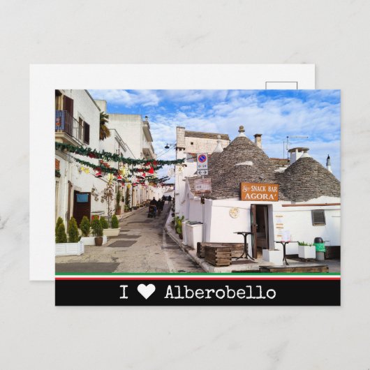 Carte Postale Personnalisé, I ♥ Alberobello, Apulia (Devant / Derrière)