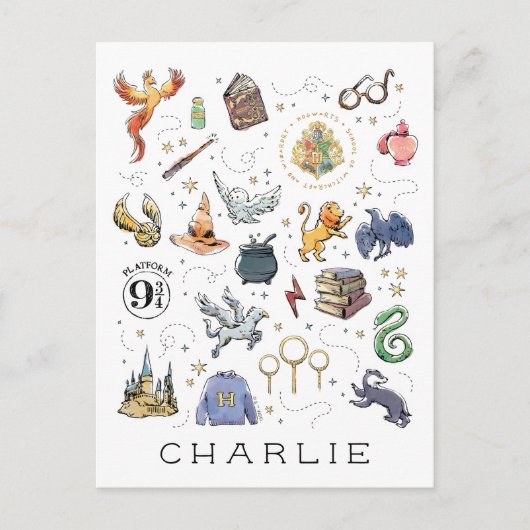 Carte Postale Personnalisé | Icônes HARRY POTTER™ (Devant)