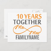 Carte Postale Personnalisé M. et Mme 10e anniversaire (Devant / Derrière)