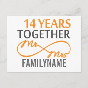 Carte Postale Personnalisé M. et Mme 14e anniversaire