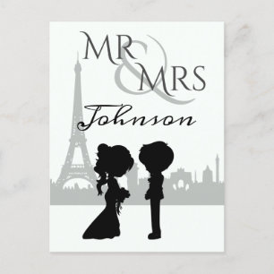 Carte Postale Personnalisé M. et Mme Mariage Tour Eiffel