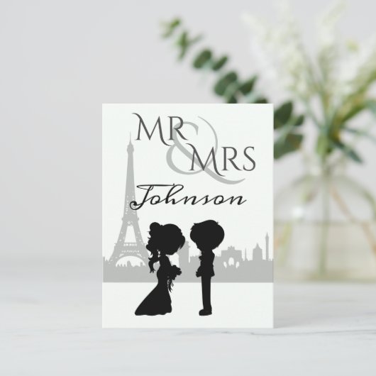 Carte Postale Personnalisé M. et Mme Mariage Tour Eiffel (Debout devant)