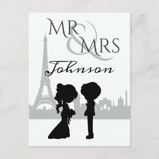 Carte Postale Personnalisé M. et Mme Mariage Tour Eiffel (Devant)