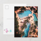 Carte Postale Personnalisé Miami Beach Floride - Piscine Détente (Devant / Derrière)