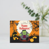 Carte Postale Personnalisé mignon Halloween Frankenstein monstre (Debout devant)