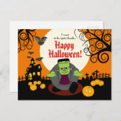 Carte Postale Personnalisé mignon Halloween Frankenstein monstre (Devant / Derrière)
