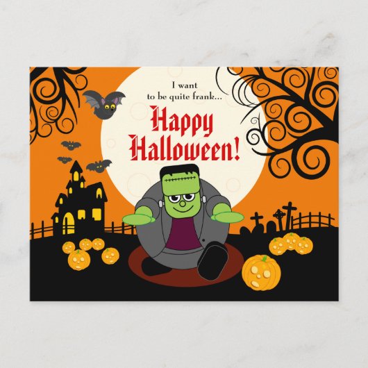 Carte Postale Personnalisé mignon Halloween Frankenstein monstre (Devant)