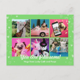 Carte Postale Personnalisé Mignon Vert Coeurs Stylish Photo