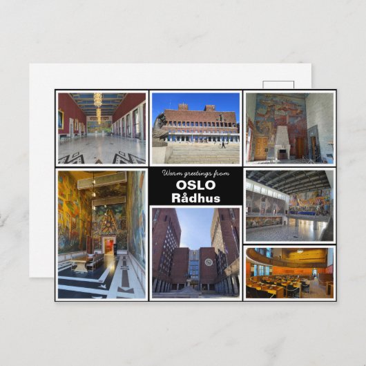 Carte Postale Personnalisé, Oslo rådhus, Norvège (Devant / Derrière)