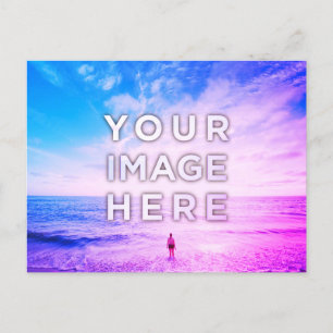 Carte Postale Personnalisé Personnalisé 2 Photo Purple Rétrowave