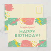 Carte Postale Personnalisé - Traits de pinceau pastel colorés (Devant / Derrière)