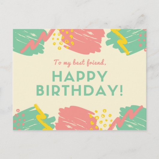 Carte Postale Personnalisé - Traits de pinceau pastel colorés (Devant)