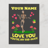Carte Postale Personnalisé Votre Nom Vous Aimez Squelette Valent (Devant)